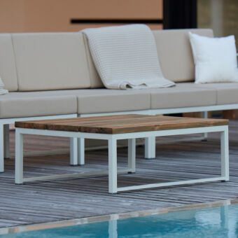 Jan Kurtz - Lux Lounge Couchtisch weiß, Teak - Outlet