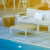 Jan Kurtz - Lux Lounge Couchtisch weiß, Teak - Outlet